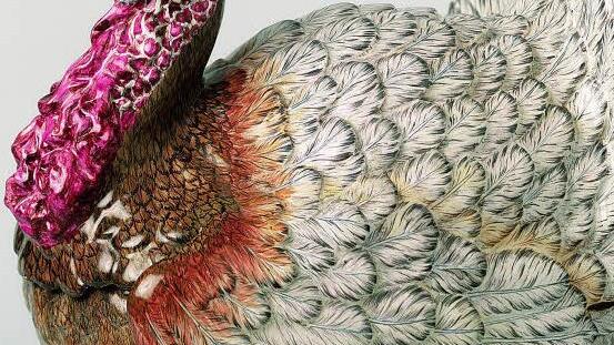 Das Modell Truthahn aus Porzellan Foto: Museen der Stadt Bamberg