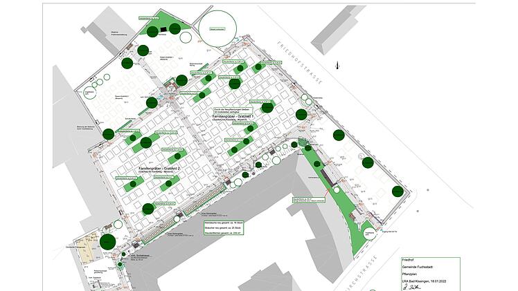 Kreisfachberater Dieter Büttner legte einen Pflanzplan für den "Friedhof 2022" vor (Skizze), den der Gemeinderat mehrheitlich befürwortete.