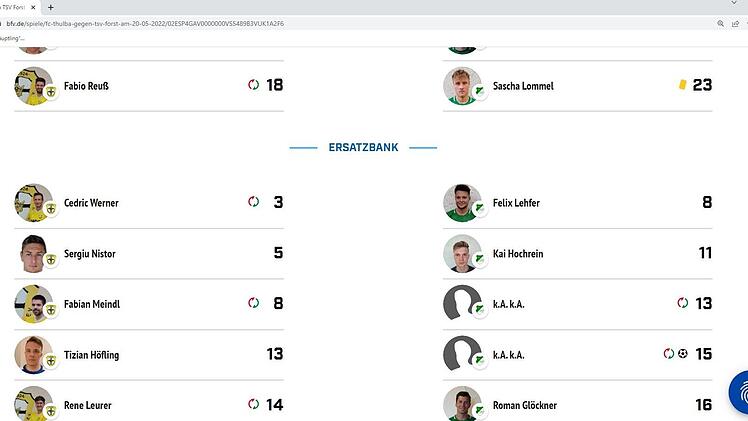 Ein k.A vom TSV Forst schoss beim FC Thulba sogar ein Tor. Foto: screenshot BFV-Homepage