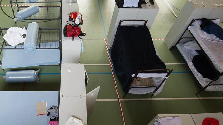 Flüchtlingsunterkunft in einer Turnhalle