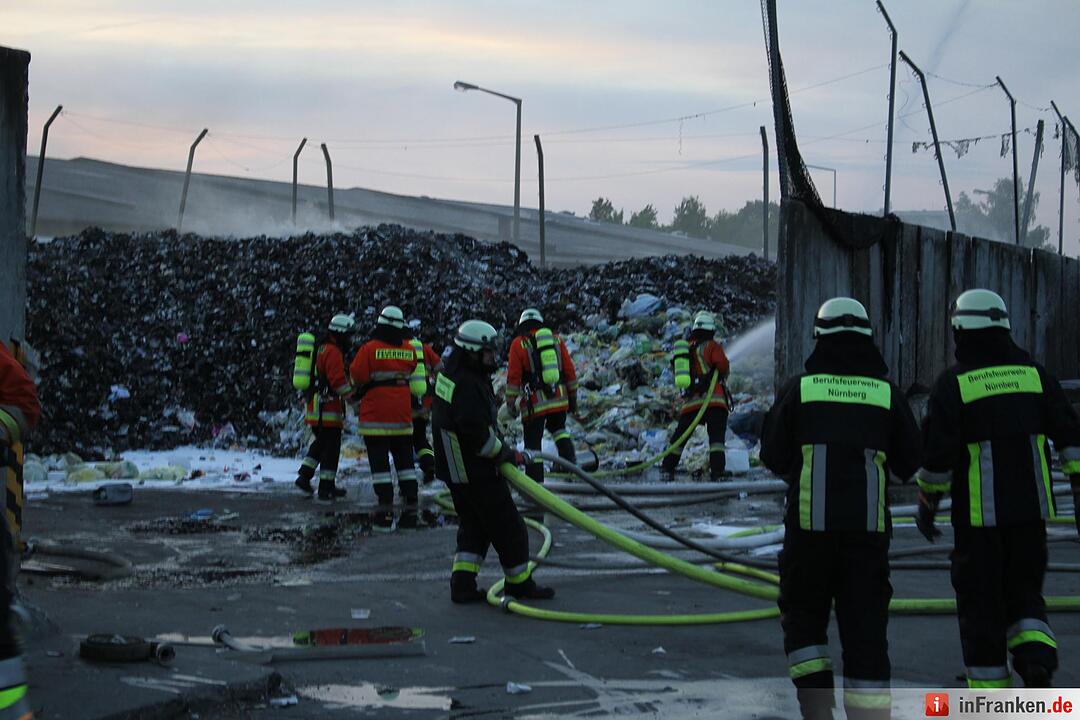 Müllberg am Nürnberger Hafen fängt Feuer – Großeinsatz der Feuerwehr