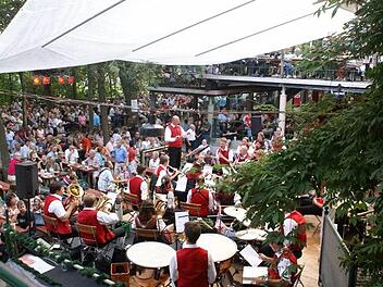 Stein des Anstoßes: der "Entla's-Keller" und seine Steinstufen, hier ein Archivfoto von einem Konzert auf diesem Keller Foto: fra-press/Archiv