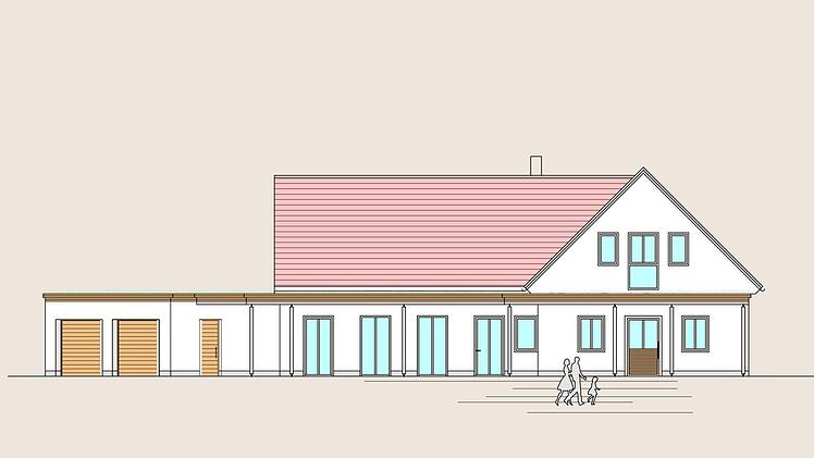 So könnte das neue Nackendorfer Dorfgemeinschaftshaus einmal aussehen.  Skizze: Planungsbüro Gerald Reinhardt