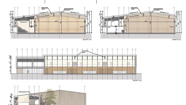 Ob die neue Weisendorfer Ballsporthalle nach diesen Plänen realisiert wird, steht nach der Gemeinderatssitzung in den Sternen. Zeichnungen: BSS-Architekten