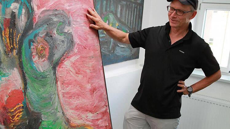 Norbert Beck ist einer von vier Künstlern, der im Atelier Concordia arbeitet. Ihm haben es vor allem expressionistische Strömungen angetan. Foto: Stephan Großmann