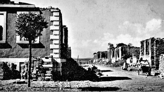 Teilansicht der großen Brandstätte im Jahre 1929