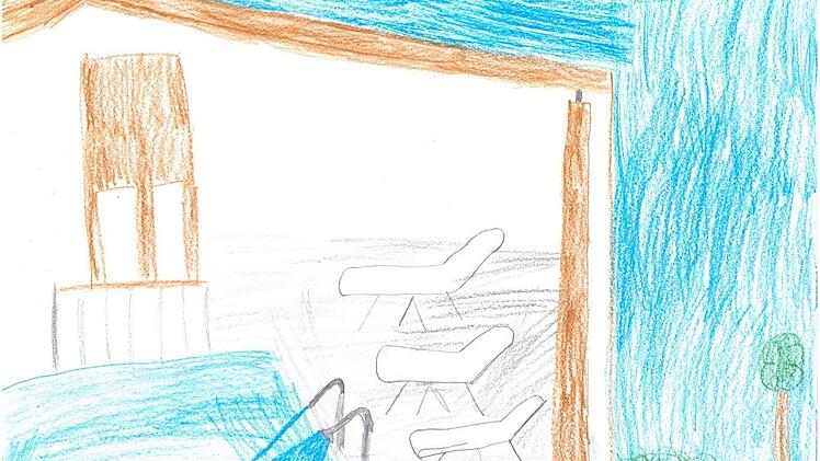 Das Schwimmbad ist ein Prachtstück geworden.Schadeck, gemalt von Kai