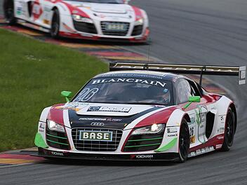 Machten eine starkes Rennen beim ADAC GT Masters am Sachsenring: Christopher Haase aus Kirchleus und die Schweizerin Rahel Frey mit dem Audi R 8 LMS ultra. Foto: ADAC