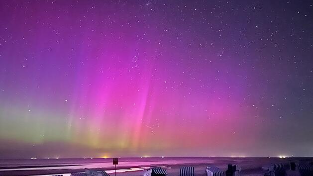 Polarlichter &uuml;ber der Nordsee