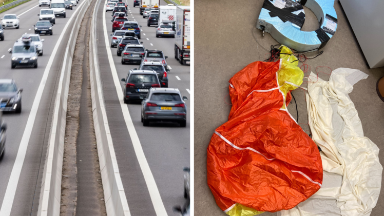 A73 bei Lautertal: Fallschirm gelandet