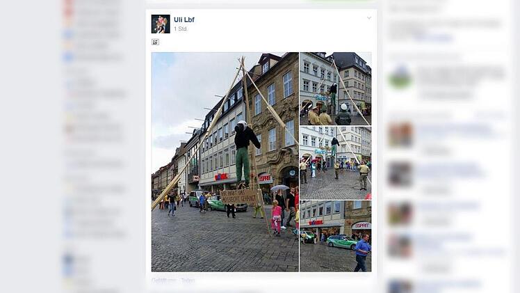 FT-Leserin Ulrike Löbenfelder wurde Zeugin der Aktion und veröffentlichte Bilder dazu auf Facebook. Screenshot: inFranken.de