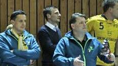 Im Partnerlook: Die beiden Cheffunktionäre des HSC Coburg, Stefan Apfel und Jochen Knauer.
