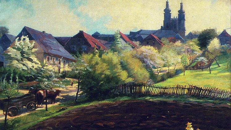 Kloster Banz war eines der Lieblingsmotive der Malierin - so sah sie Banz von ihrem Atelier aus. Repro: Wagner