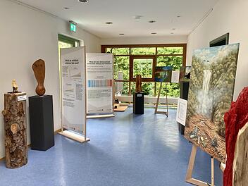 Die Ausstellung setzt sich k&uuml;nstlerisch mit den Auswirkungen des menschengemachten Klimawandels in der Rh&ouml;n auseinander.