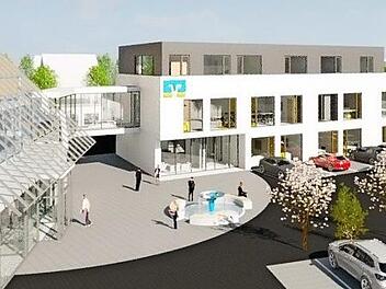 Die Hauptstelle der Raiffeisenbank Altenkunstadt muss aus Platzgründen erweitert werden. Der Altbau (links) wird über eine Verbindungsbrücke mit dem dreigeschossigen Neubau verbunden. Im Spätsommer soll der Spatenstich für die 3,6 Millionen Euro teure Baumaßnahme erfolgen.  Foto: Stephan Stöckel