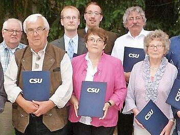 Die geehrten Mitglieder mit CSU- Kreisvorsitzendem Michael Hofmann und stellvertretendem Kreisvorsitzenden Martin Walz Foto: Ina Müllemann