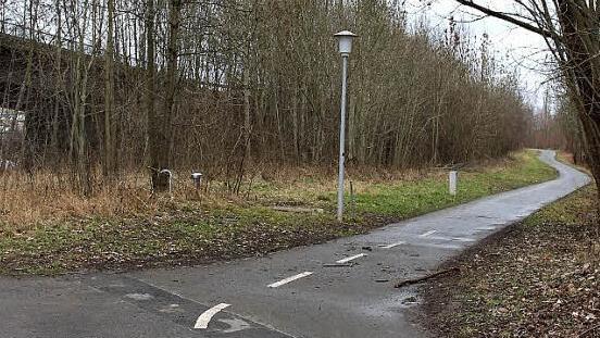 Der schmale Weg, neben dem die Leichenteile gefunden wurden, wird gerne von Radfahrern genutzt, um zur Innenstadt zu gelange oder von Hundebesitzern, die ihre Vierbeiner Gassi führen.