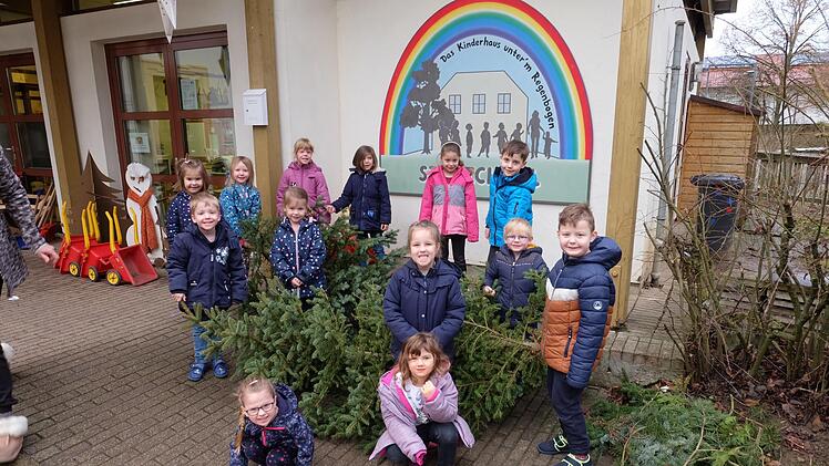 Mit Elan und Freude dabei waren die Kinder bei der Entsorgung von ausgedienten Weihnachtsbäumen. Foto: Philipp Bauernschubert