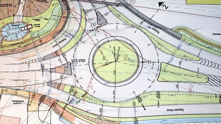 So sieht die Planung des Kreisverkehrs mit seinem Bypass-System aus.