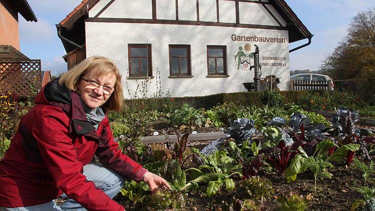 Der neugestaltete Vereinsgarten war einer der Gründe, warum der  Gartenbauverein Schwarzach-Schmeilsdorf mit dem Dorfökologiepreis des Bezirksverbands für Gartenbau und Landespflege ausgezeichnet wurde. Im Bild Vorsitzende Edith Wagner.  Foto: Jürgen Gärtner