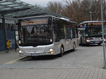 Zwei Stadtbusse am Busbahnhof an der Schütt. Am 2. Mai entscheidet der Stadtrat über ein neues Konzept .  Foto: Bernhard Panzer