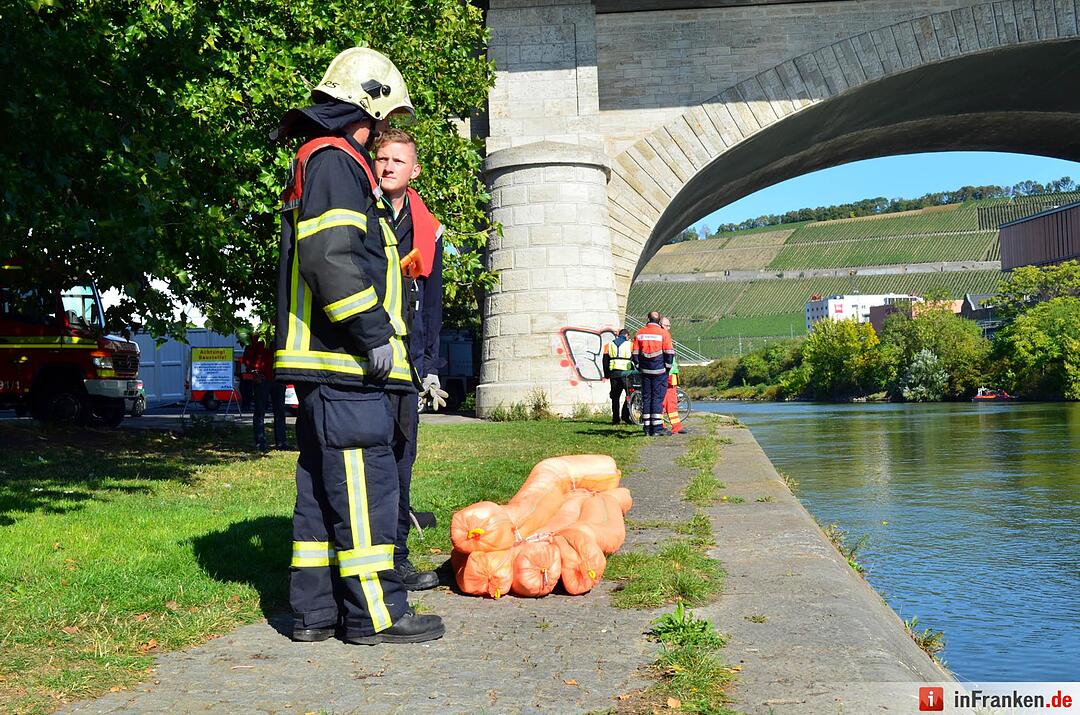 Auto geht im Main in Würzburg unter