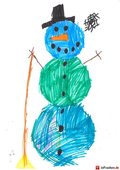 Selbstgemalte Weihnachtsbilder von Kindern aus Franken 2016