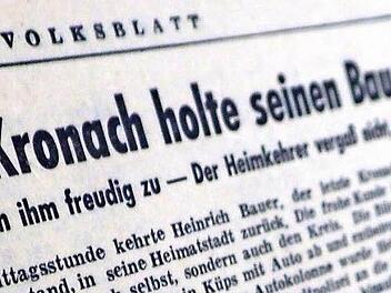 Das Volksblatt berichtete am 13. Oktober 1955 über den feierlichen Empfang für Rückkehrer Heinrich Bauer. Fotos: Marco Meißner (2)/Herbert Schellberg/Volksblatt (2)