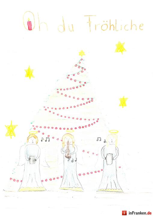 Selbstgemalte Weihnachtsbilder von Kindern aus Franken 2016