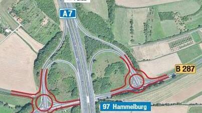 Geplante Kreisel an der Autobahnauffahrt Hammelburg; Foto: Google Earth
