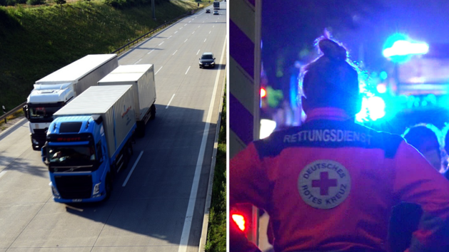Medizinischer Notfall: Laster kracht auf A70 gegen Leitplanke