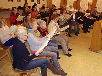 Der Dekanatschor bei der Probe im evangelischen Gemeindehaus in Kronach  Fotos: Heike Schülein