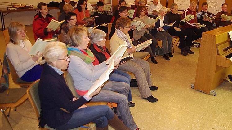 Der Dekanatschor bei der Probe im evangelischen Gemeindehaus in Kronach  Fotos: Heike Schülein