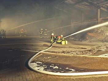 Erst versuchten Löschtrupps das Feuer einzudämmen. Dann wurden die Hackschnitzel per Muldenkipper abtransportiert. Foto: FFW Hirschaid
