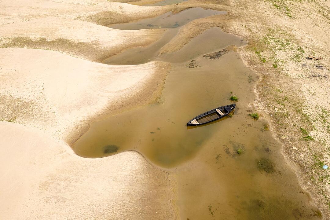 Niedrigwasser der Donau in Rum&auml;nien