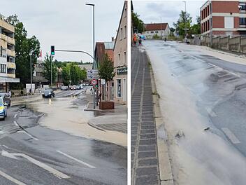 Rohrbruch in Schwabach: N&ouml;rdliche Ringstra&szlig;e bleibt teilweise gesperrt - "gro&szlig;e Wassermengen"