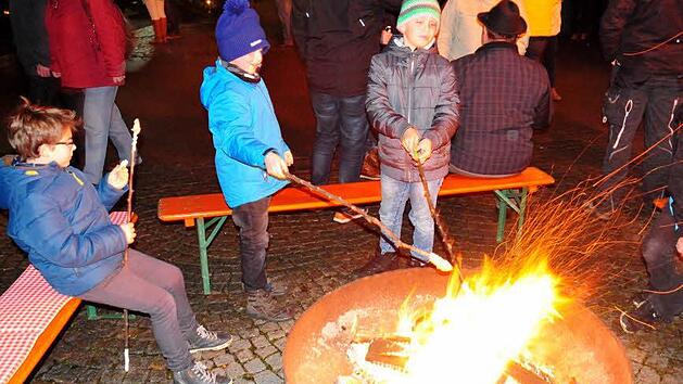 Am offenen Feuer konnten die Kinder ihr Stockbrot backen. Foto: Klaus R&ouml;&szlig;ner