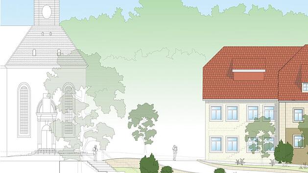 Nach dem angedachten und bereits geplanten Abriss des Köhler-Hauses würde diese neue Ansicht auf die Johanniskirche entstehen.