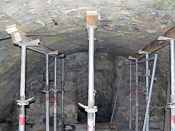 Das Tonnengewölbe im Keller an der Sandsteinmauer gegenüber dem Rathaus  Fotos: Andreas Welz
