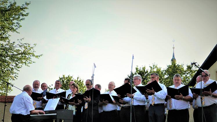 Der Bürgermeisterchor unter der Leitung von Reinhard Holhut am Klavier. Foto: Werner Reißaus