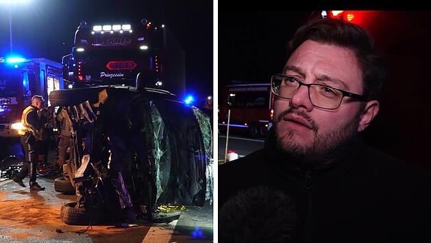 A9 im Kreis Hof: Lkw-Fahrer werden nach Unfall zu Helden &ndash; Lob von Feuerwehr