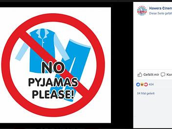Über die Facebookseite machte das "Hawera Cinema" auf die neue Kleidungsordnung aufmerksam.  Foto: Screenshot Facebook