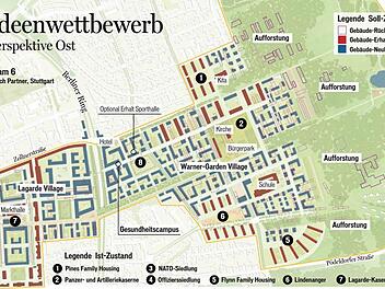 Die Abrissquote unter den Wohnungen liegt beim Entwurf von Pesch und Partner bei 30 Prozent. Damit wollen sich die Gegner des Wohnungsabrisses in Bamberg nicht zufrieden geben. Quelle: Stadt Bamberg / Grafik: Klaus Heim