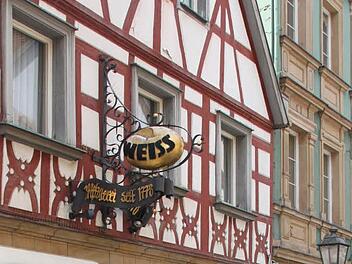 Reklame in der Langgasse: Metzgerei seit 1778. Foto: Stephan Tiroch