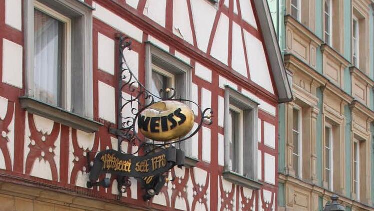 Reklame in der Langgasse: Metzgerei seit 1778. Foto: Stephan Tiroch