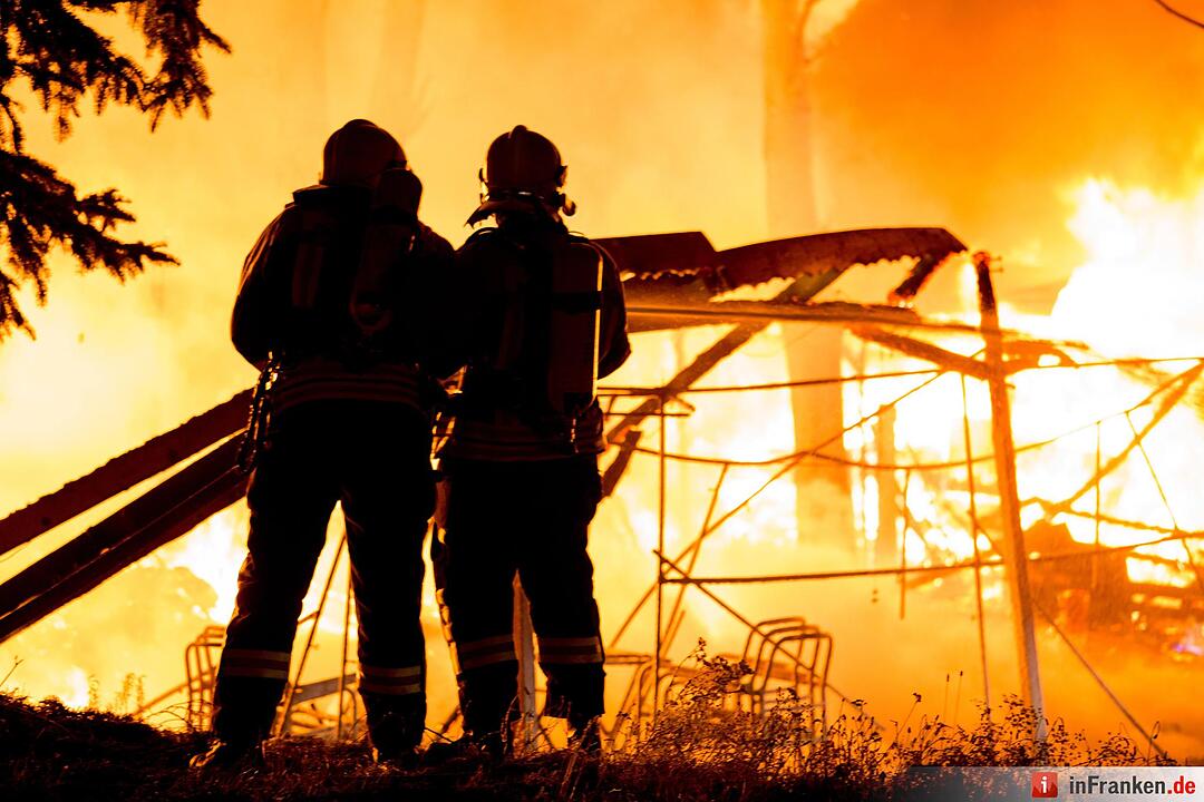 Feuer auf Campingplatz