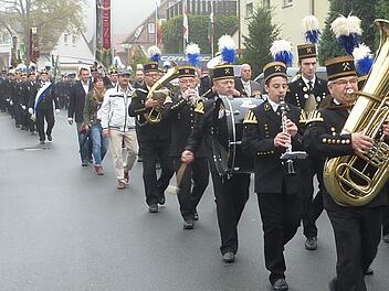 Die eindrucksvolle Bergparade führte die Bergmannskapelle Stockheim an. Foto: Gerd Fleischmann