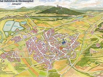 Mit viel Freude an den Details zeichnete Hermann Hacker diesen neuen Staffelsteiner Stadtplan.