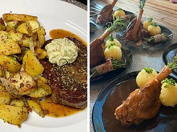 Auf der Speisekarte der Schlemmerh&uuml;tte steht eine breite Auswahl fr&auml;nkischer Klassiker. Daneben gibt es auch Burger sowie verschiedene Currywurstgerichte.