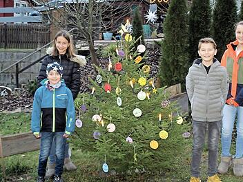 Die Geschwister Jannis und Laura sowie Melvin und Shirin brachten Weihnachtsfreude zu den Nachbarn vom Allerswald. Foto: Susanne Deuerling